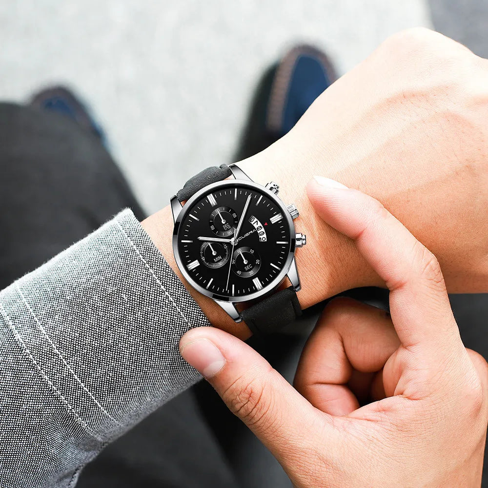 Quartz Men's Watch Top Fashion Timing Men's Watch Waterproof Design Luminous Leisure Date Luxury Men's Business Watch