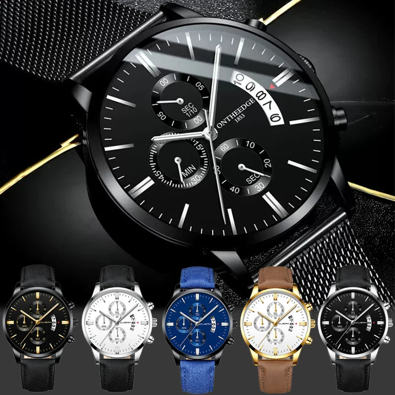 Quartz Men's Watch Top Fashion Timing Men's Watch Waterproof Design Luminous Leisure Date Luxury Men's Business Watch