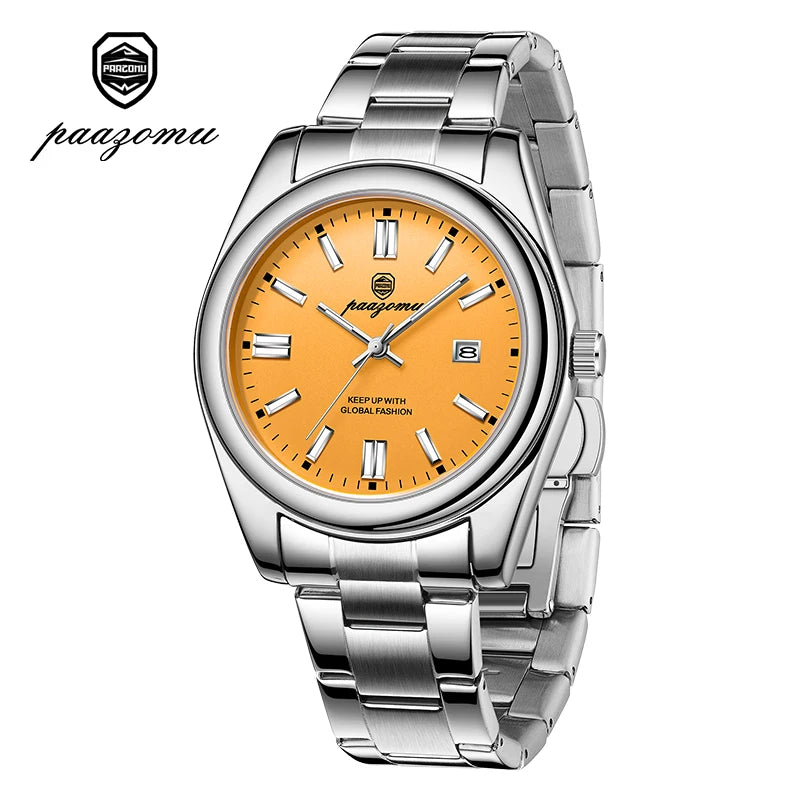 PAAZOMU Brand Luxury Men's Watch StainlessSteel Waterproof Date Quartz WristWatch Business Fashion Clock Best Gift For Men Reloj