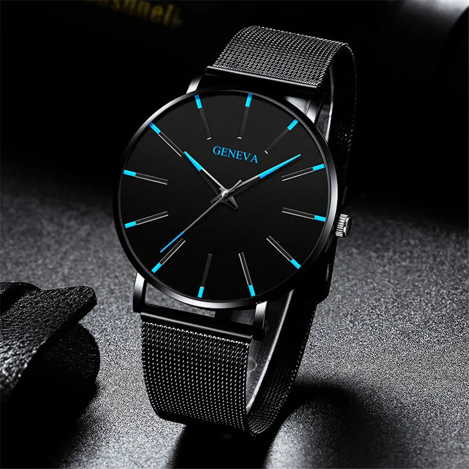 Top Brand Fashion Minimalist Ultra-thin Watch Men's Business Stainless Steel Strap Steel Mesh Quartz Watch Relogio Masculino