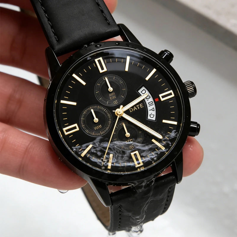 Quartz Men's Watch Top Fashion Timing Men's Watch Waterproof Design Luminous Leisure Date Luxury Men's Business Watch