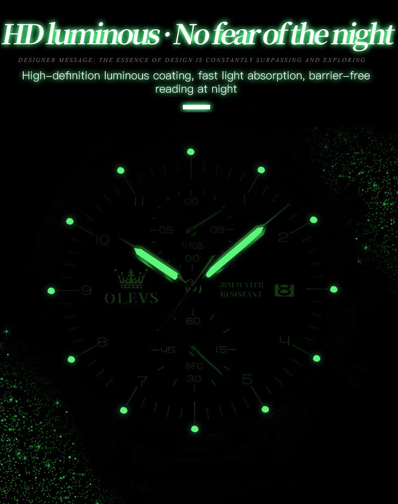 OLEVS 2880 Luxury Man Watch Simple Fashion Leather Strap Chronograph Auto Date Waterproof Luminous Hand Clock Quartz Watches Men
