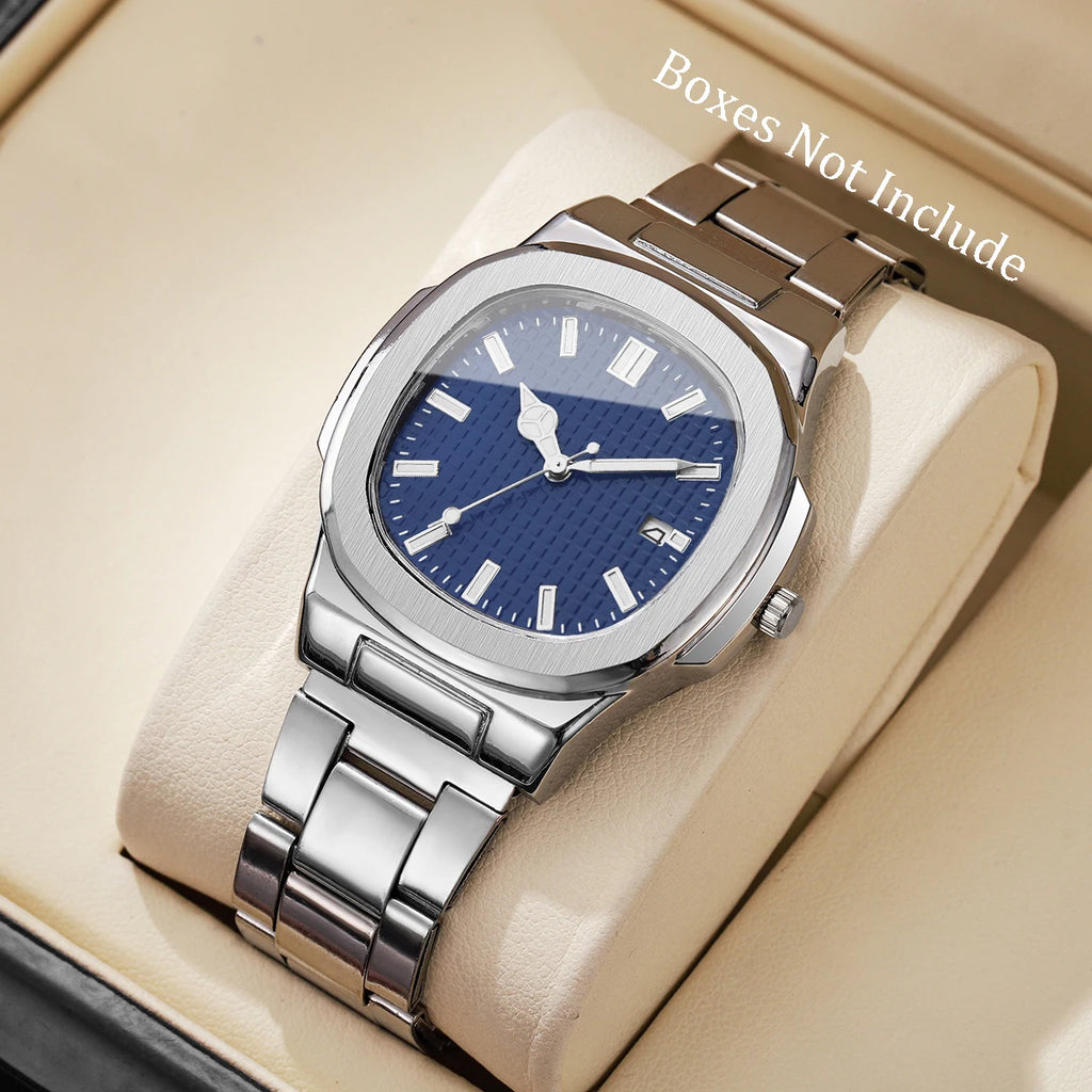 Luxury Square Men Business Watches Simple Calendar Quartz Watch for Mens Clock Relogio Masculino（Without Box）