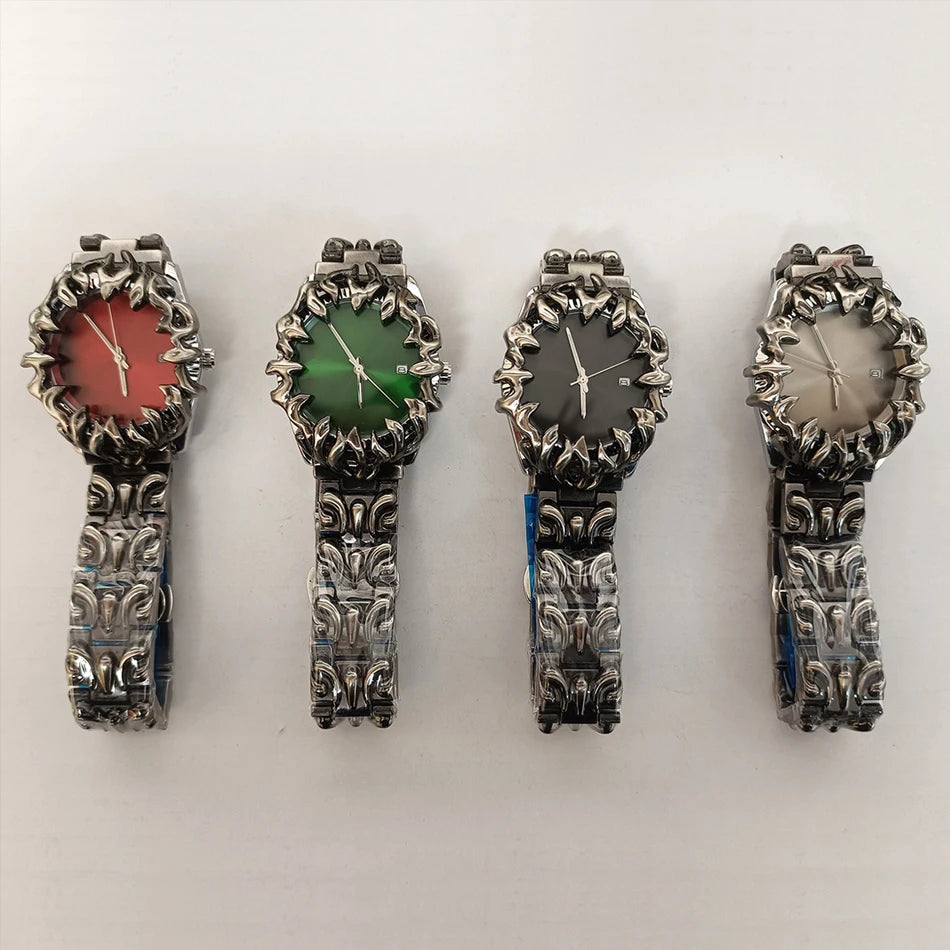 Original Quartz Watch Retro Croco Iris Shape Claw Watch Alabaster Style Retro Y2K European American Hip Hop Luxury Men Watch