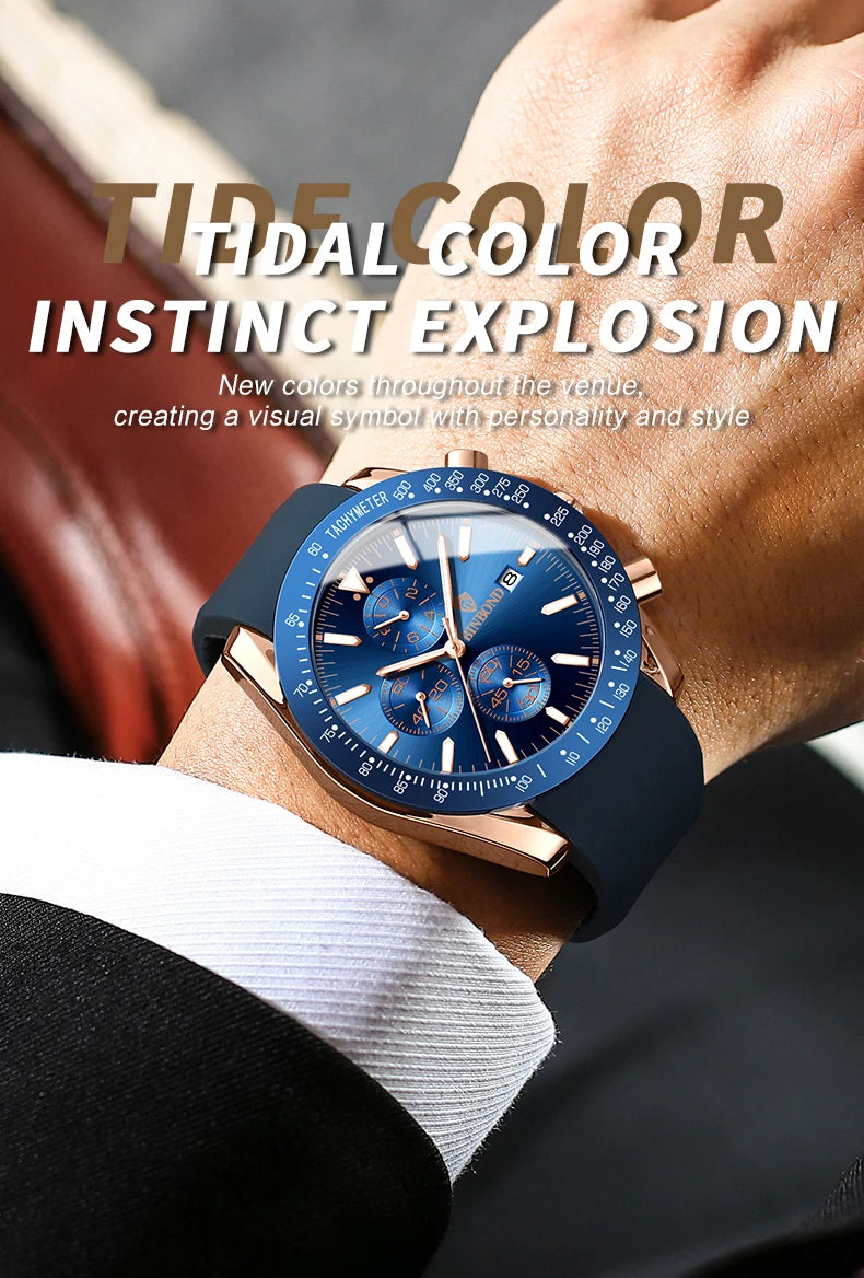 BINBOND Luxury Luminous Waterproof Casual Reloj Chronograph Auto Date Accurate Men's Watch Durable Quartz Wristwatches For Men
