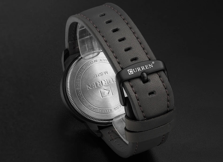 CURREN 8217 Men's Business Sport Quartz Watch Waterproof Casual Multifunctional Leather-Strap Wristwatch