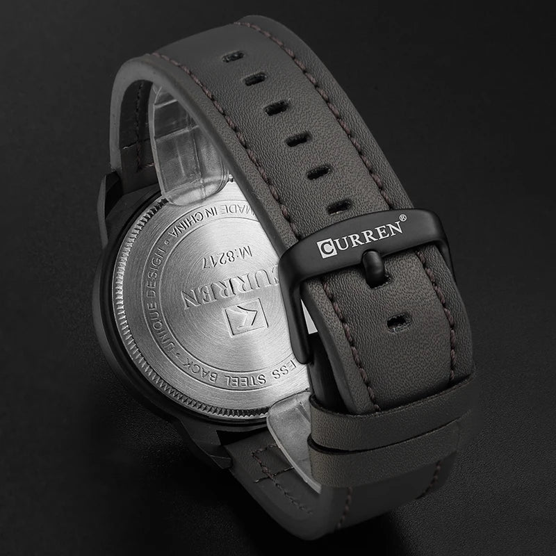CURREN 8217 Men's Business Sport Quartz Watch Waterproof Casual Multifunctional Leather-Strap Wristwatch