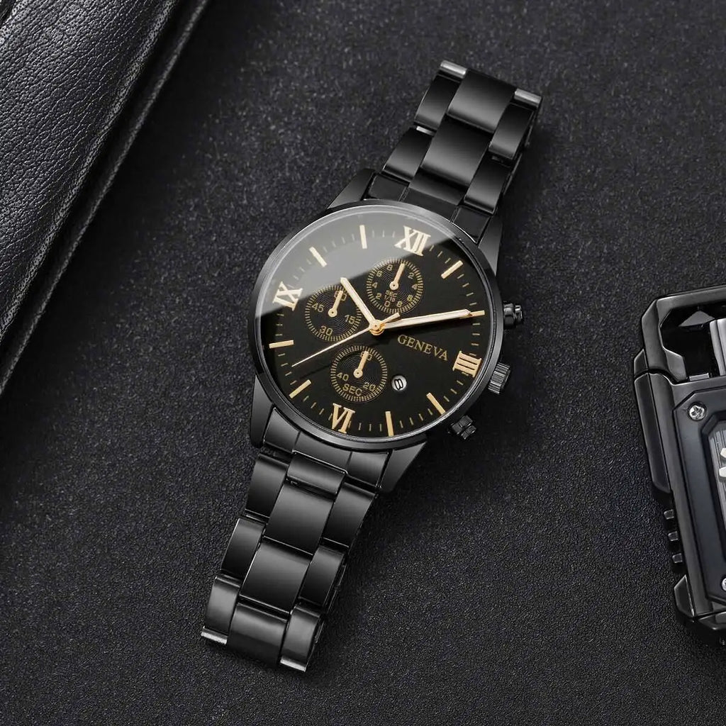 Fashion Roma Dial Men Business Watches Calendar Quartz Watch for Man Clock Reloj Hombre（Without Box）