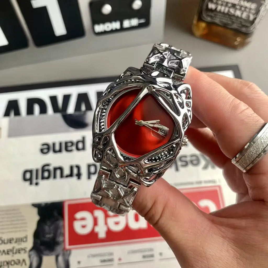 Men's Watch Unique Spider Web Y2K Quartz Timepiece Water-Resistant Luminous Date Business Fun Personality Watch